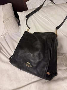 Coach Crossbody Umhängetasche schwarz Kiesel Leder goldene Hardware 2 Riemen - Bild 1 von 6