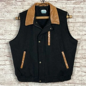 Vintage Original Kaktus Wolle Leder Weste Herren XL schwer Fleece gefüttert Kaktus - Bild 1 von 14