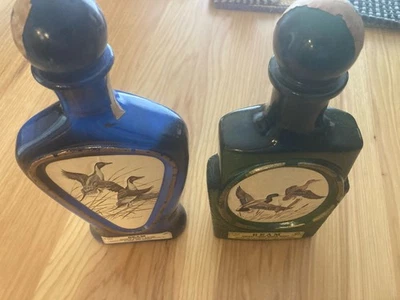 2 Vintage JIM BEAM Whiskey WATERFOWL DUCK Bourbon Empty Bottles DECANTER 1970s - Image 1 of 3