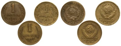 Soviet Union - 1 Kopeck 1933, 1940, 1949 - Image 1 of 3