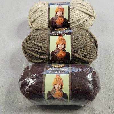 Lion Brand Толстая и Быстрая Пряжа Акриловая Шерсть 3 Цвета Овсянка Ячмень и Каберне - Изображение 1 из 4
