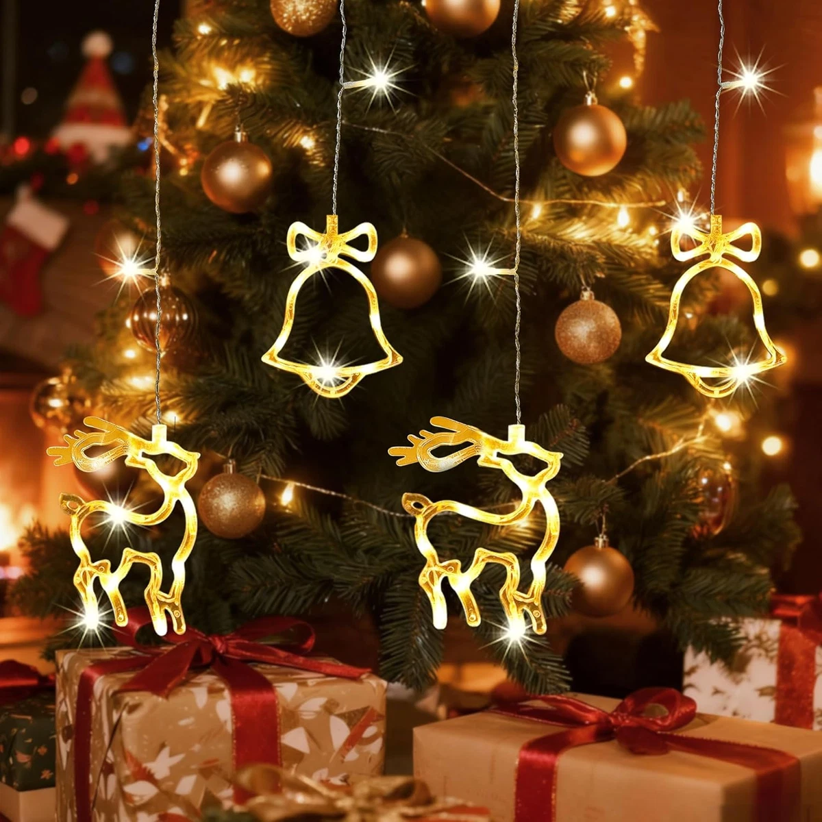 Decoración Navidad Copo De Nieve LED - Silueta Con 50 Luces Intermitentes - Plástico, Marca Almineez