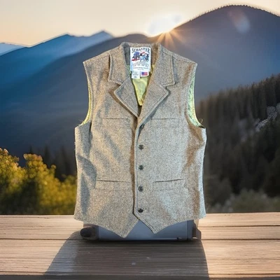 Chaleco de lana de tweed beige talla M Y2K plata aniversario para hombre Foto 1 de 4