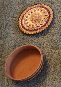 Handmade Russian Birch Bark Box - Multi-colored Floral Oval - LAST 1 - Bild 1 von 2
