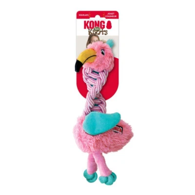 KONG Knots Twists Flamingo Sm/Md Peluche Chirriante Tirar y Masticar Perro Cuerda Juguete 11" Foto 1 de 4