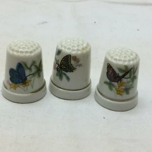 3 Porzellan Fingerhüte Schmetterlinge  - Bild 1 von 11