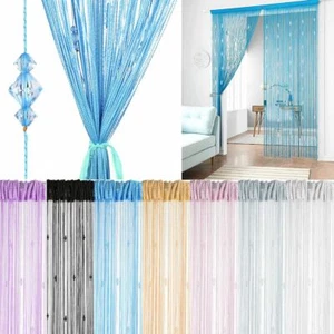 String Door Curtain Silver Ribbon Doorway Room Dividers Window Panel Tassel USA - Picture 1 of 20