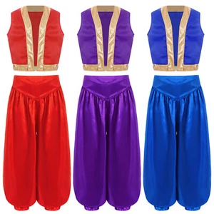 Kids Girls Boys 2Pcs Set No Liner Arabian Costume Carnival Playwear Movie Pants - Picture 1 of 45