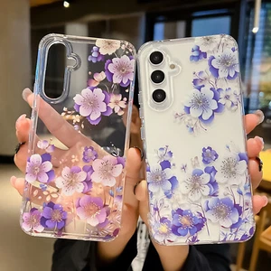 Flower Floral Slim Shockproof Phone Case Cover For Samsung S24+ S24 FE S25Ultra - Picture 1 of 21