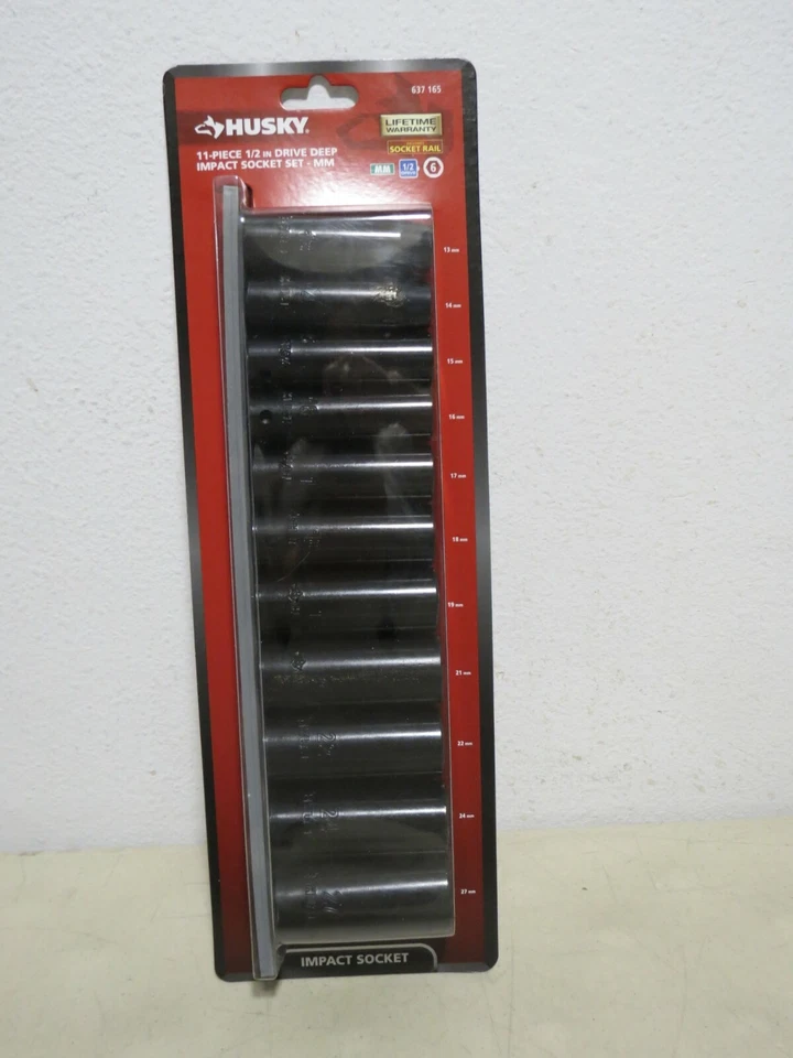 HUSKY 637 165 1/2" DEEP METRIC IMPACT SOCKET SET 11 PIECE - Image 1 of 4