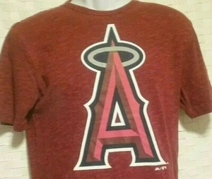 MAJESTIC Los Angeles Angels A's Red Logo T-Shirt MENS SMALL {36 CHEST] - Picture 1 of 9