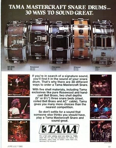 1980 Print Ad Tama Mastercraft Snare Drums w Lenny White Billy Cobham Tony Smith - Picture 1 of 2