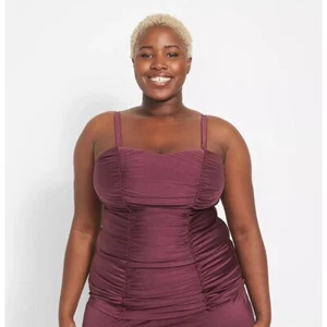Lane Bryant tailliertes gerafftes schimmerndes Schwimmen Tankini Oberteil ohne Bügel BH 22 - Bild 1 von 6
