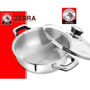 Zebra Brand Shabu Hot Pot 2 Compartments Cookware 26 cm - Picture 1 of 5