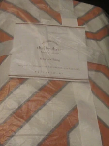 NEW Pottery Barn KING Shelby Geo Trellis Duvet Cover CLEMENTINE ORANGE - Picture 1 of 3