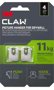 Four Pack 3M CLAW Drywall Picture Hangers 11kg x4 Brand New Unused - Picture 1 of 9