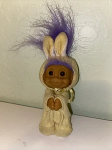 Vintage Russ Easter Bunny Troll Purple Hair Clip On Plush Doll - Picture 1 of 8