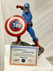 SIDESHOW EXCLUSIVE Signed By STAN LEE CAPTAIN AMERICA PREMIUM FIGURE STATUE Bust - Picture 1 of 10