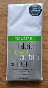 InterDesign Waterproof Fabric Shower Curtain Liner, Standard 72" x 72", White - Picture 1 of 2