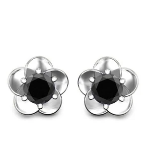 100% Natural Black Diamond 2.30Ct Round Cut Women's Studs In 925 Sterling Silver - Picture 1 of 6