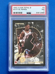 Fleer Total D Scottie Pippen #3 1992-93 PSA 7 casi como nuevo Chicago Bulls - Imagen 1 de 2