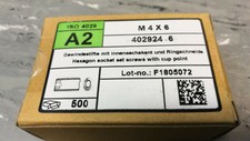 1 Stück Gewindestift M4 X 6 mit Innensechskant u. Kegelkuppe DIN 916 Edelstahl A