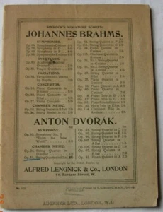 Antonin Dvorak String Quartet 10 Op 51 E flat major study Score Alfred Lengnick  - Picture 1 of 3