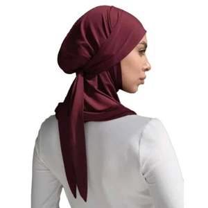 Muslim Islamic Women Instant Headscarf Jersey Hijab Pre-Tied Turban Scarf Wrap - Picture 1 of 23