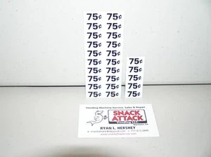 (25) SNACK VENDING MACHINE 75 / 70 CENTS PRICE LABELS - Free Ship! - Picture 1 of 2