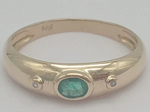 Gelbgold Smaragd Ring / 585 Gold / 0,25ct Smaragd / 0,01ct Diamant / 1,6g / RG55 - Imagen 1 de 3