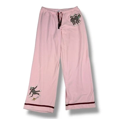 Nick & Nora Pink Sock Monkey Soft Fleece Pajama Pants PJ Bottoms Sz L - Image 1 of 4
