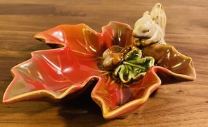 Squirrel/Chipmunk Leaf Tid Bit Nut Snack Tray Bon Bon Ashtray - Picture 1 of 7