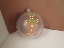 Vintage Glass Gingerbread Man Glitter Ball Italy Christmas Ornament