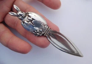 Edwardian 1900 Webster Sterling Silver Easter Bunny Rabbit Egg Letter Bookmark ! - Picture 1 of 7