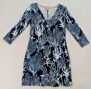 Lilly Pulitzer Women's Dress Size S Blue Coral Reef Starfish Print Stretch Knit - Picture 1 of 5