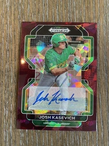 2022 Panini Prizm Draft #PDP60 Josh Kasevich Auto Burgundy Cracked Ice #/12 - Picture 1 of 2