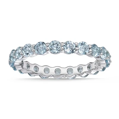 Anillo redondo de plata de ley 925 con topacio azul 2,20, tamaño - 6 Foto 1 de 4