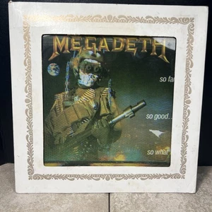 Vintage 1990s 6x6 MegaDeth Carnival Fair Prize Mirror With Original Sleeve (2S) - Picture 1 of 9