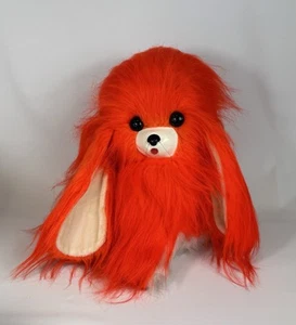 Vintage BANDAI DOG Plush Orange Long Hair JAPAN Shih Tzu Vinyl Face XL 12” 1960s - Picture 1 of 12