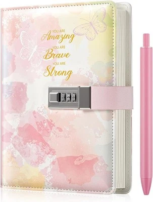 Diary with Lock for Girls and Women - 5.7 x 8.5 Inch Journal Pink  - Image 1 of 4