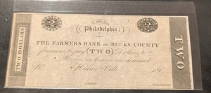 $2 1800's (CU) The Farmers Bank of Bucks County Philadelphia Resto!!!!!!!! - Imagen 1 de 2