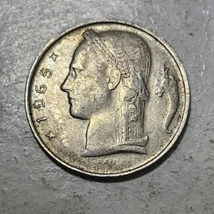 BELGIUM 🇧🇪 FIVE (5) FRANCS COIN 1965 (DUTCH TEXT) - Picture 1 of 2