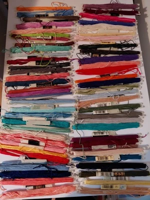 58 DMC embroidery floss skeins + 2 other on Stitch Bow Holders used cotton - Image 1 of 4