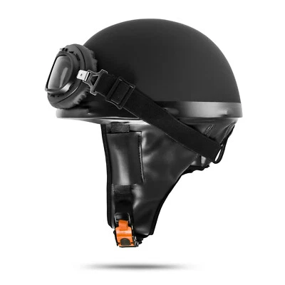 ATO MOTO VEB Standard Halbschalenhelm oldtimerhelm Weiß Schwarz mit Brille  - Bild 1 von 4