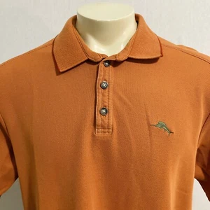 Tommy Bahama Short Sleeves Men's Polo Shirt Size XL Collared Orange Stretch Logo - Picture 1 of 11