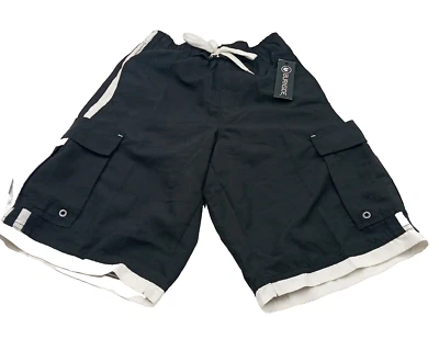 Burnside Swim Trunk Boys Youth M 10/12 Board Shorts Beach Swimwear Black White - Image 1 of 4