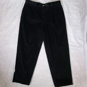 CLAIBORNE Men's black pleated cuffed style cotton PANTS measures 36x29 - Picture 1 of 11