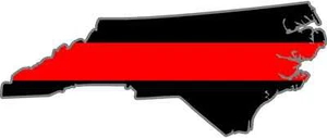 4" North Carolina NC State Thin RED Line Firefighter IAFF Fire Decal Sticker - Imagen 1 de 1