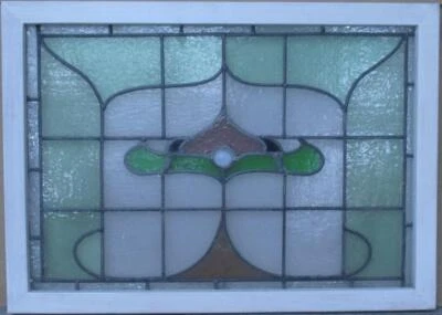EDWARDIAN BULLSEYE MIDSIZE ENGLISH LEADED STAINED GLASS WINDOW 29 1/2" x 21 1/4" - Image 1 of 3