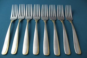 8 Salad Forks Yamazaki AFFAIR GOLD Accent Stainless Japan 6 1/2" - Picture 1 of 5